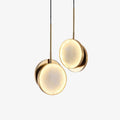 Adjustable CCT Dual Disc Alabaster Brass Pendant Light