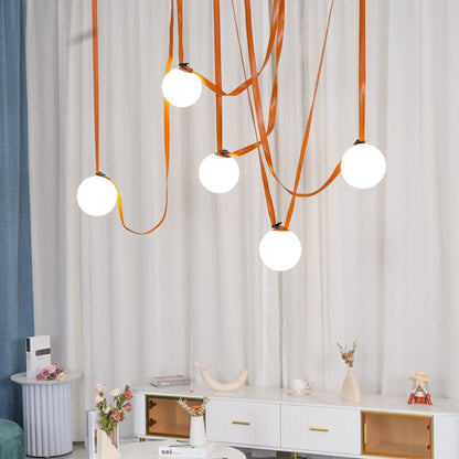 Sophistication Glass And Leather Geometric Pendant Light
