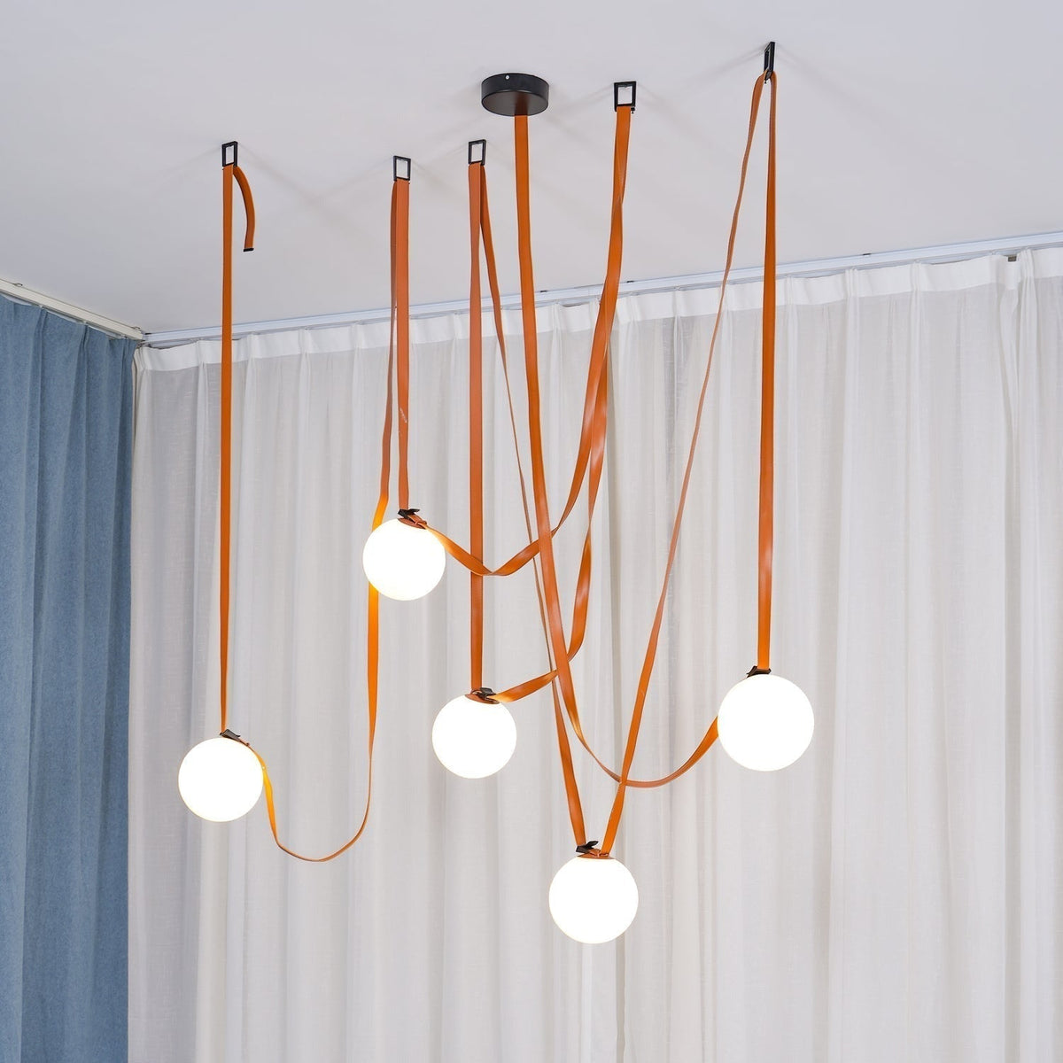 Sophistication Glass And Leather Geometric Pendant Light