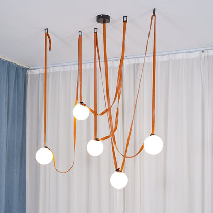 Sophistication Glass And Leather Geometric Pendant Light
