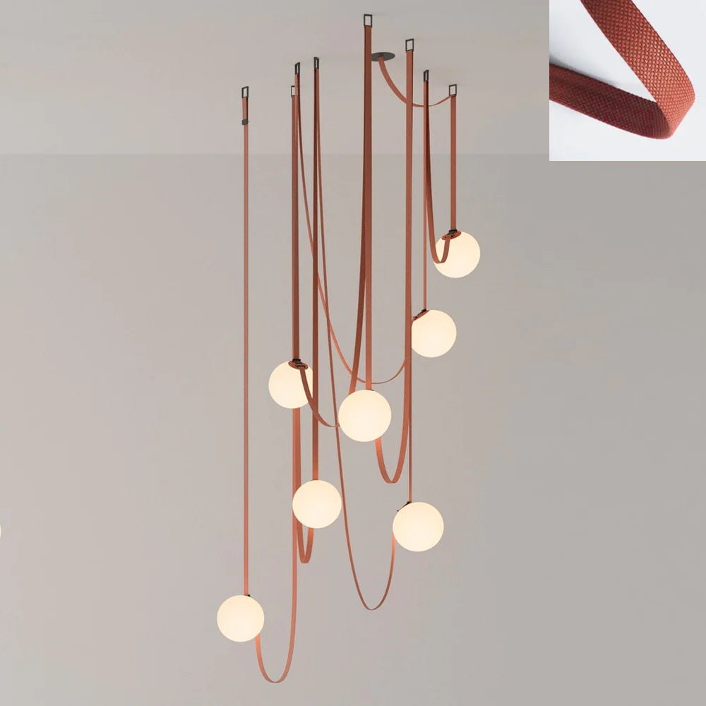 Sophistication Glass And Leather Geometric Pendant Light