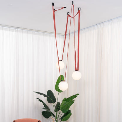 Sophistication Glass And Leather Geometric Pendant Light