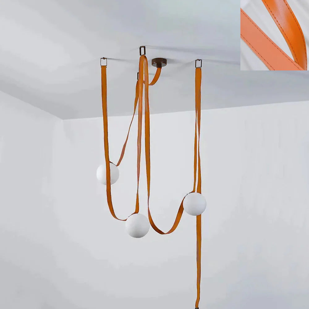 Sophistication Glass And Leather Geometric Pendant Light