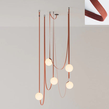 Sophistication Glass And Leather Geometric Pendant Light