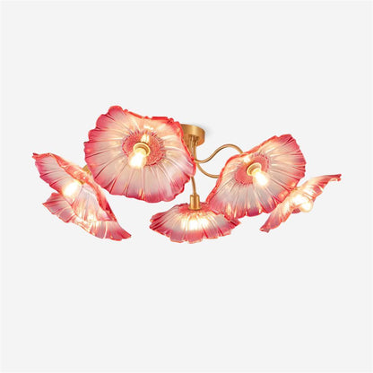Glass Ceiling Light With Frosted Leaves Floral Whisper