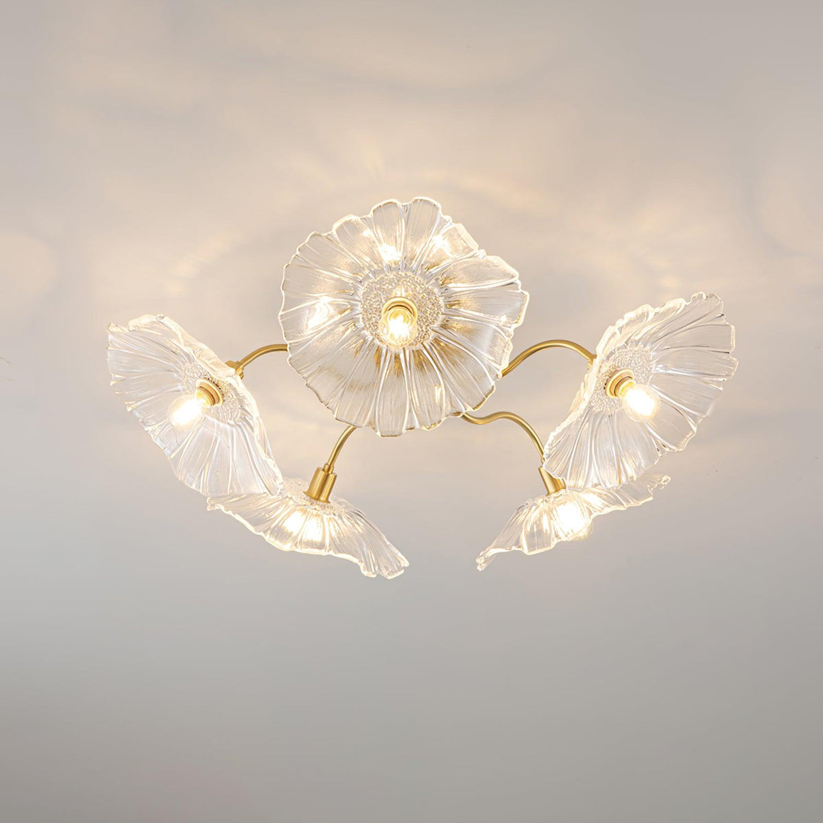 Glass Ceiling Light With Frosted Leaves Floral Whisper