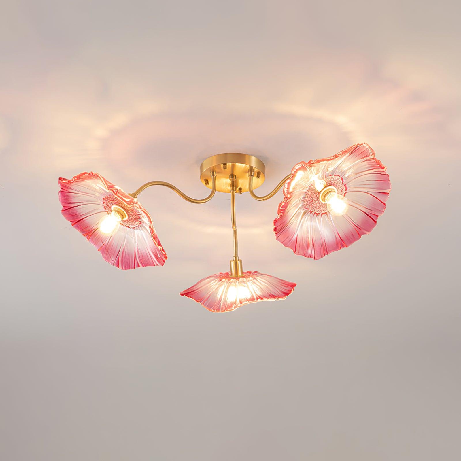 Glass Ceiling Light With Frosted Leaves Floral Whisper