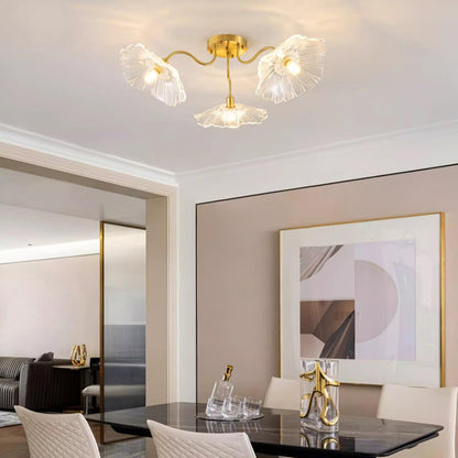 Glass Ceiling Light With Frosted Leaves Floral Whisper