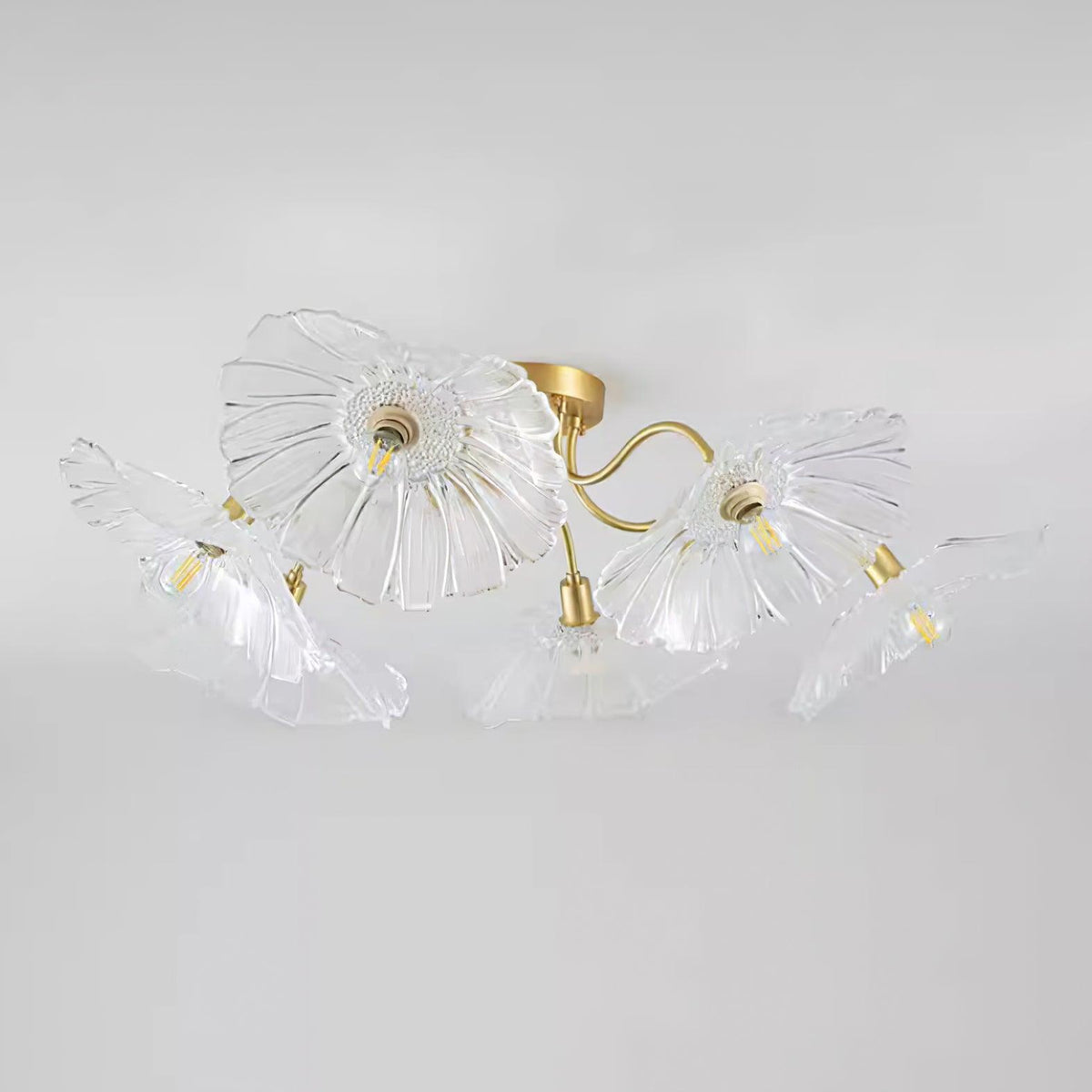 Glass Ceiling Light With Frosted Leaves Floral Whisper
