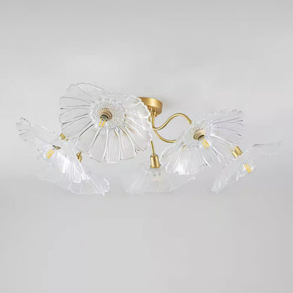 Glass Ceiling Light With Frosted Leaves Floral Whisper