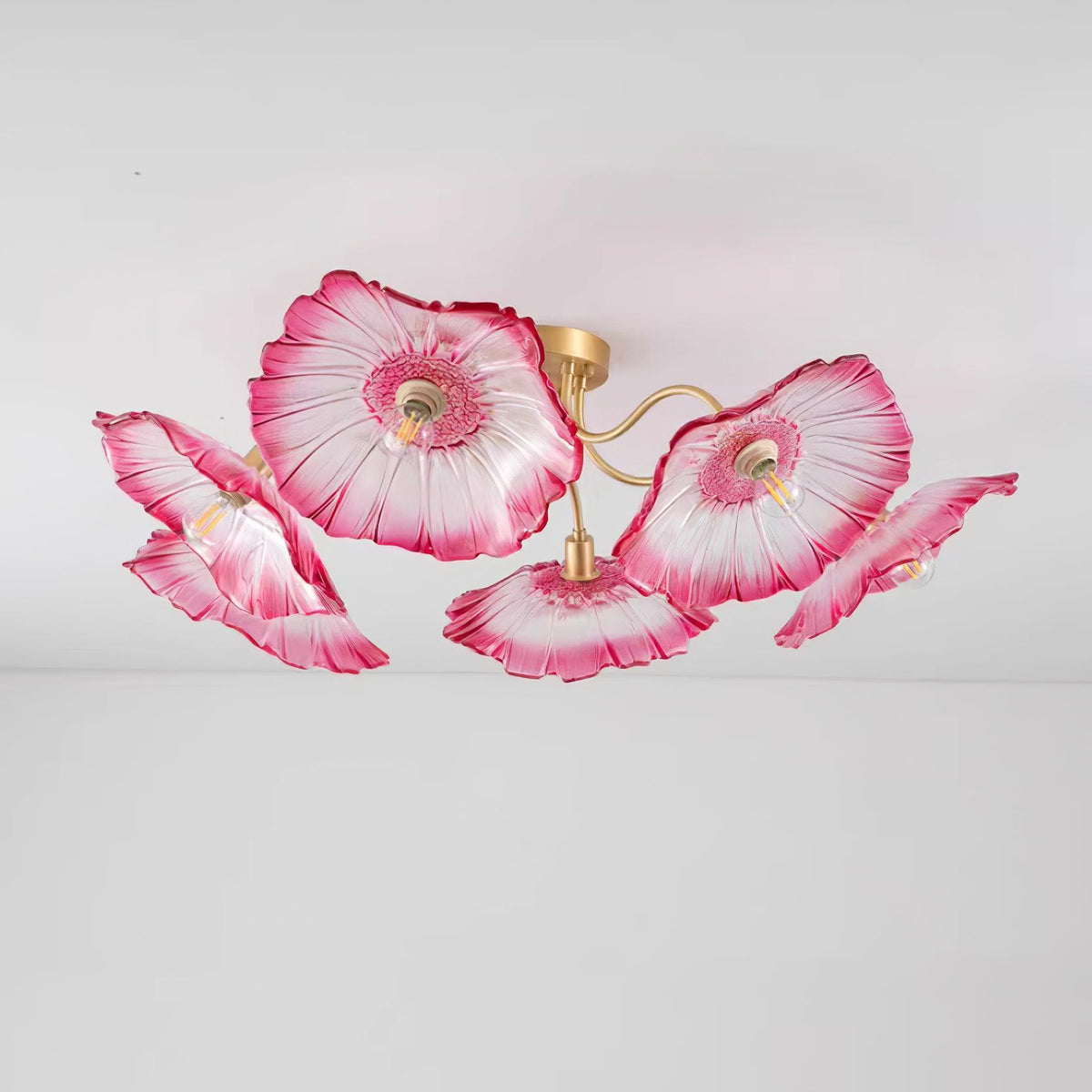 Glass Ceiling Light With Frosted Leaves Floral Whisper