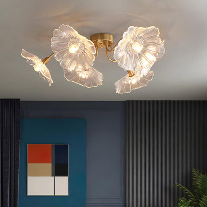 Glass Ceiling Light With Frosted Leaves Floral Whisper