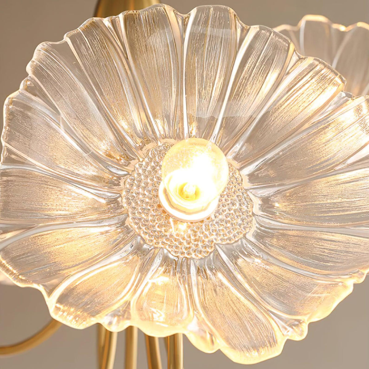 Glass Ceiling Light With Frosted Leaves Floral Whisper