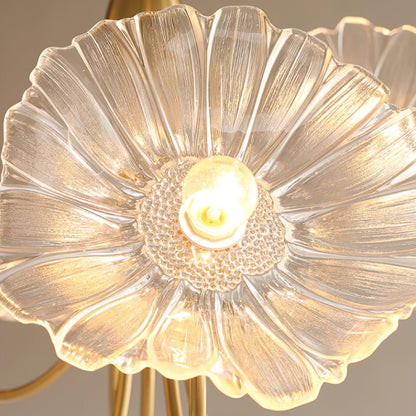 Glass Ceiling Light With Frosted Leaves Floral Whisper