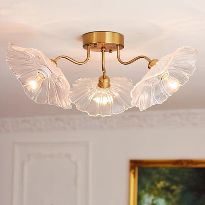 Glass Ceiling Light With Frosted Leaves Floral Whisper