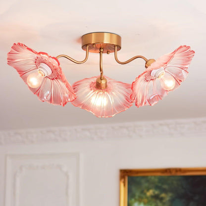 Glass Ceiling Light With Frosted Leaves Floral Whisper