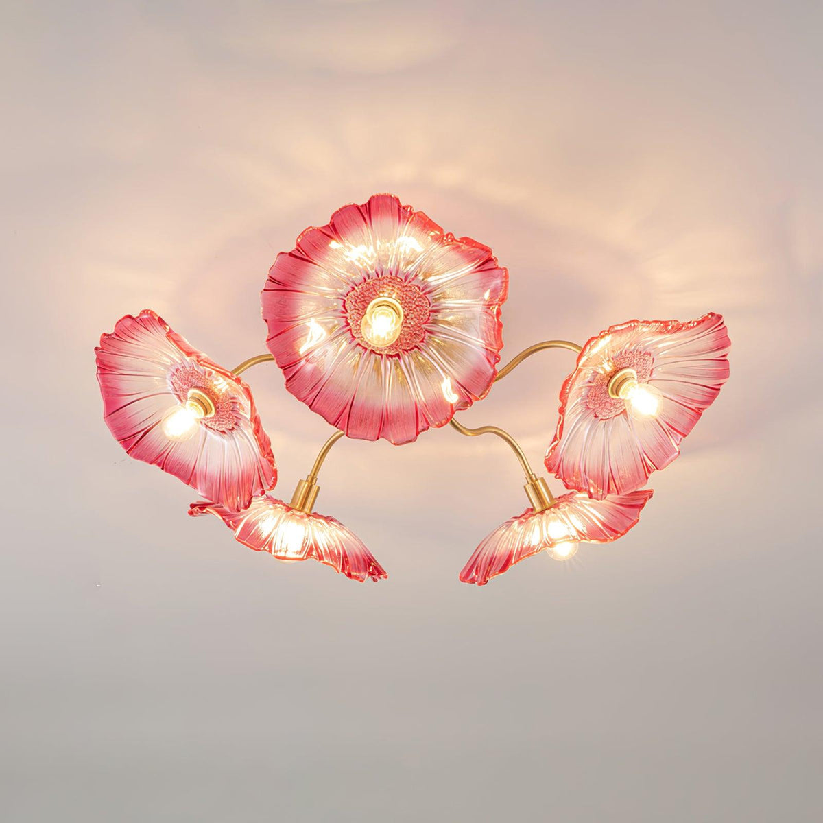 Glass Ceiling Light With Frosted Leaves Floral Whisper