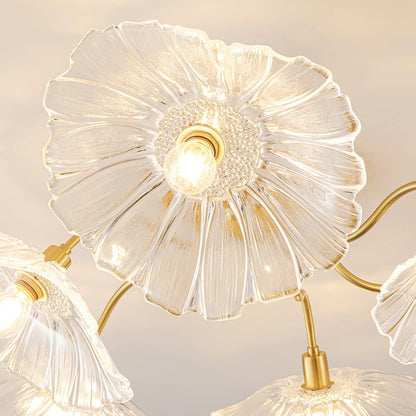 Glass Ceiling Light With Frosted Leaves Floral Whisper