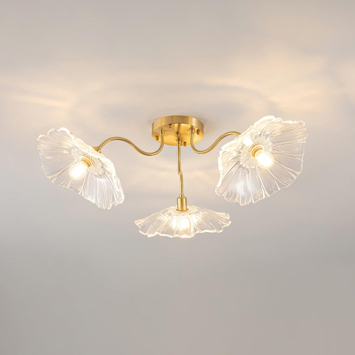 Glass Ceiling Light With Frosted Leaves Floral Whisper