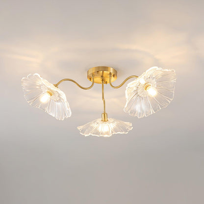 Glass Ceiling Light With Frosted Leaves Floral Whisper