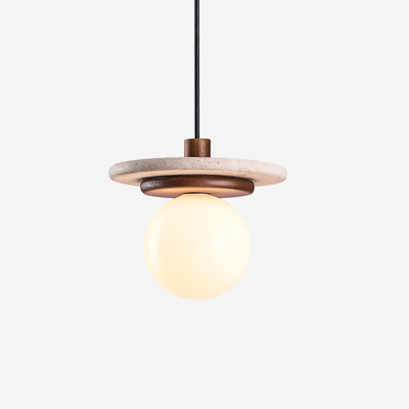 Pendant Light Glass Globe Wood Walnut For Ambience