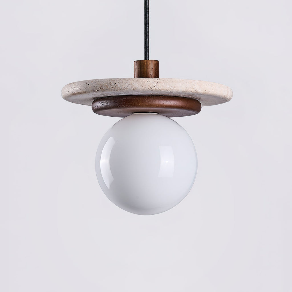Pendant Light Glass Globe Wood Walnut For Ambience