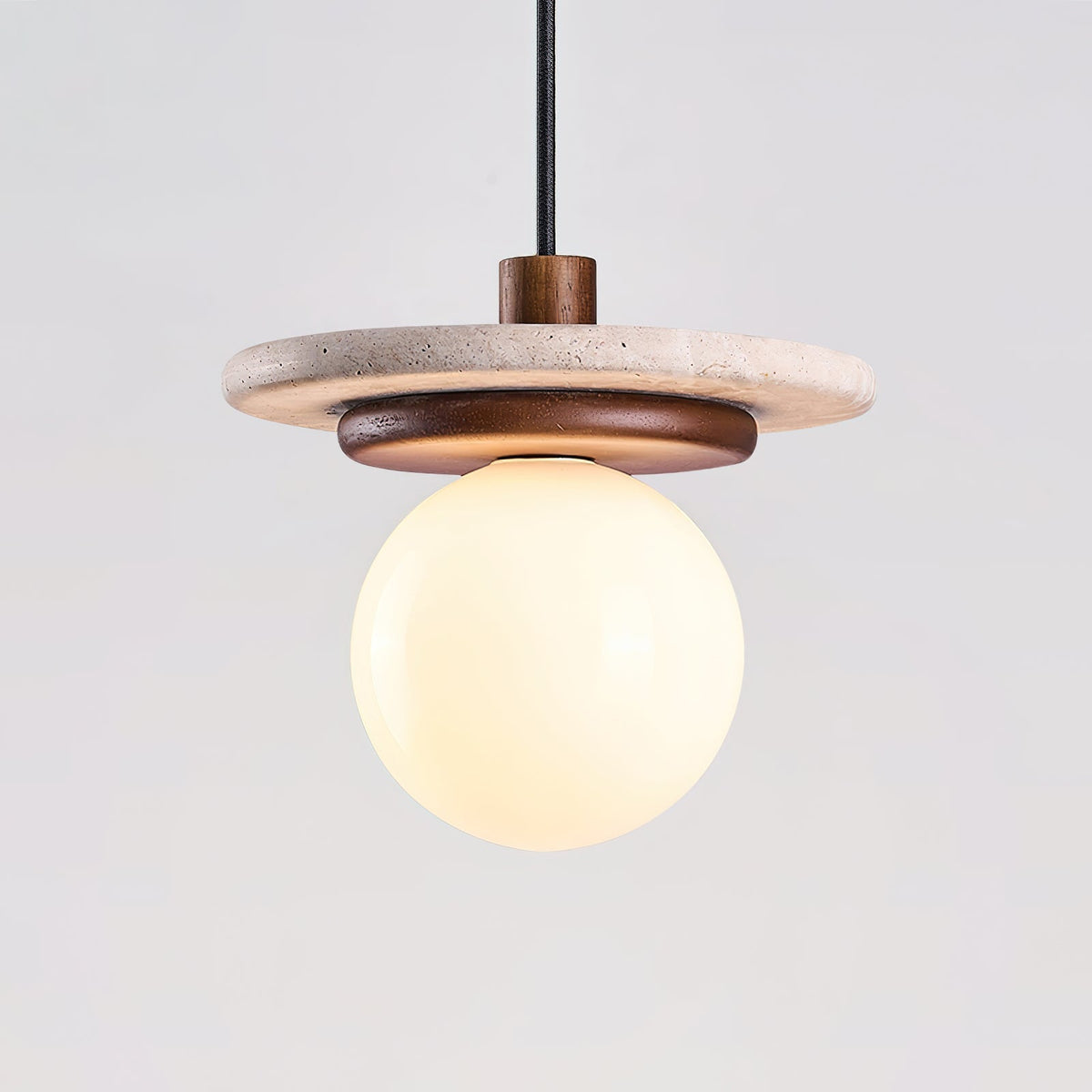 Glass Globe Walnut Wood Elegant Pendant Lamp