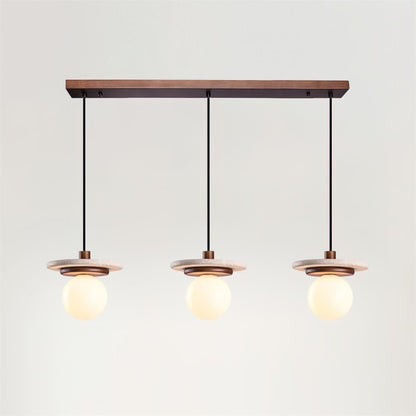 Glass Globe Walnut Wood Elegant Pendant Lamp