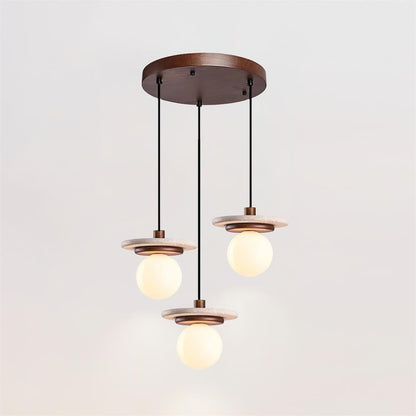 Glass Globe Walnut Wood Elegant Pendant Lamp