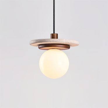 Glass Globe Walnut Wood Elegant Pendant Lamp