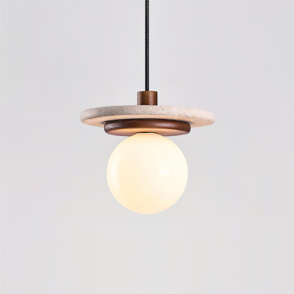 Pendant Light Glass Globe Wood Walnut For Ambience