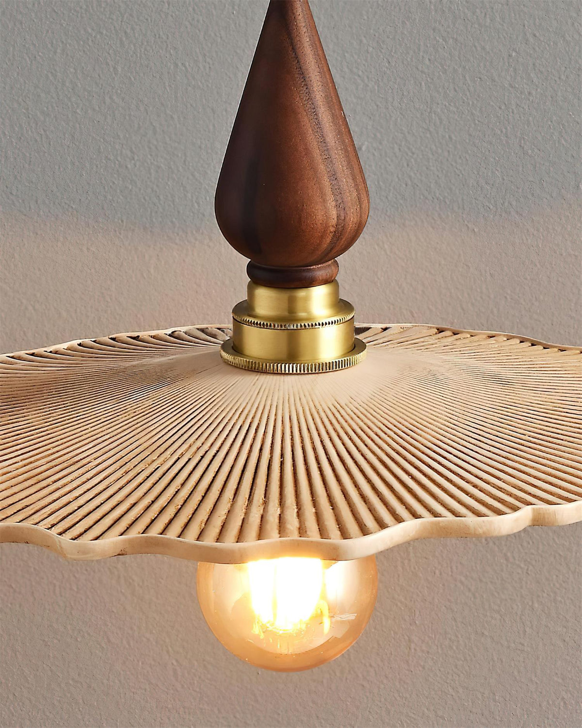 Pendant Light For Warm Ambience Three Head Walnut Wood Brass