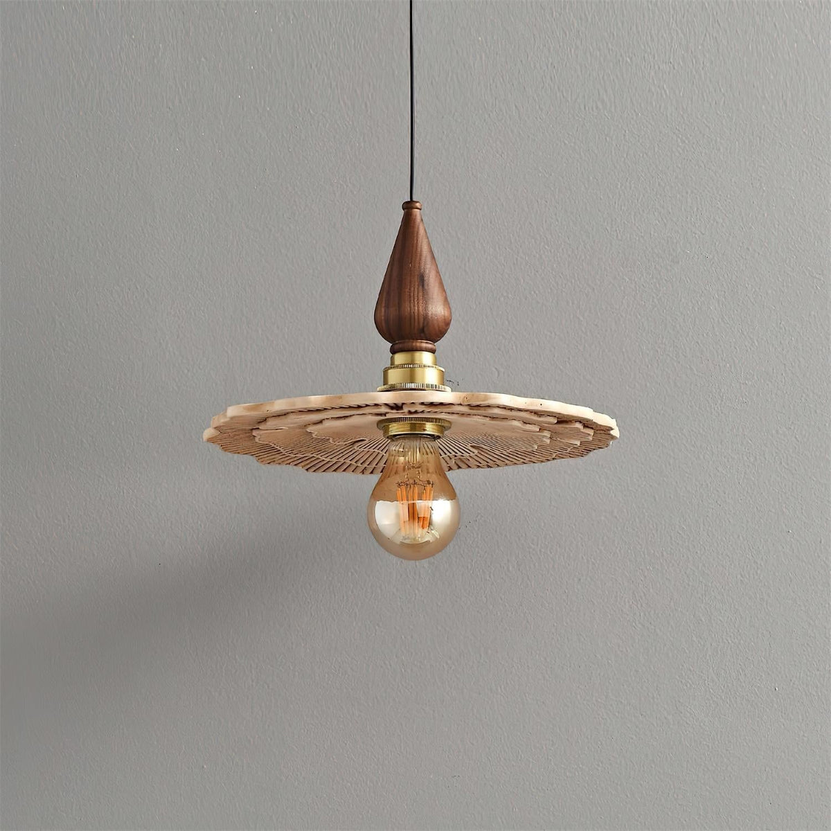 Pendant Light For Warm Ambience Three Head Walnut Wood Brass