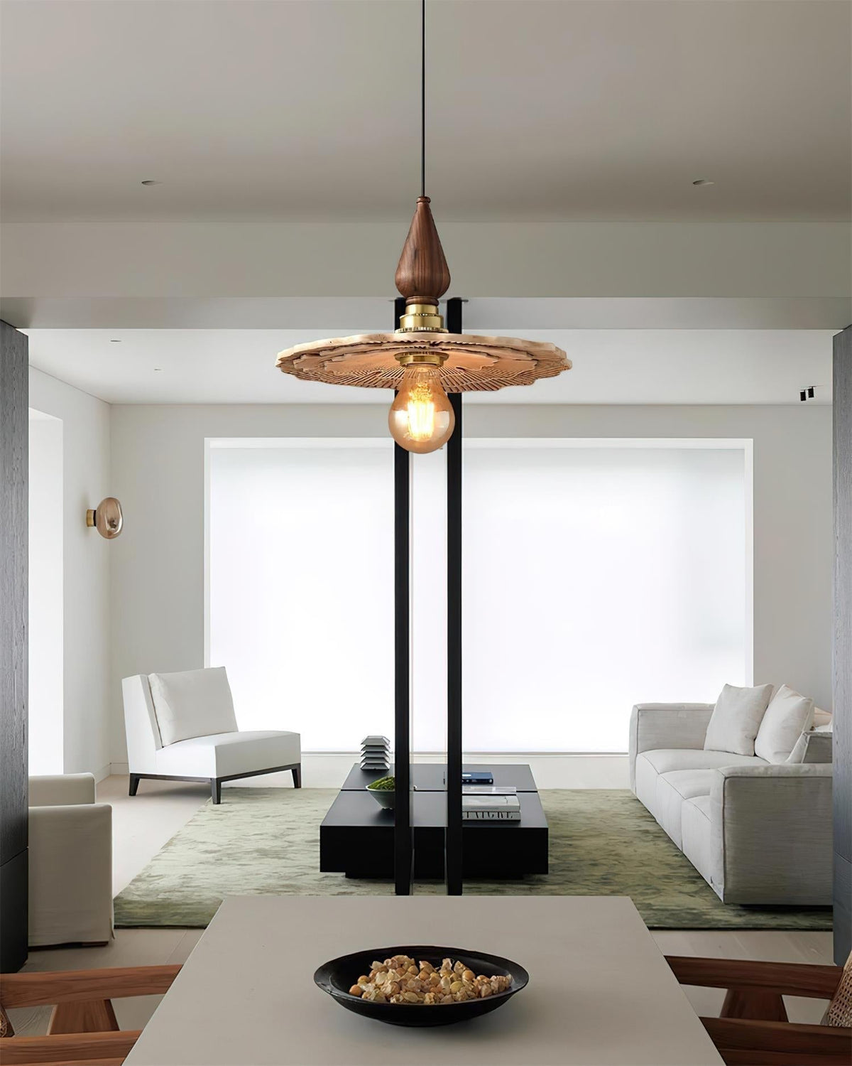 Pendant Light For Warm Ambience Three Head Walnut Wood Brass