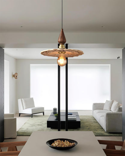 Pendant Light For Warm Ambience Three Head Walnut Wood Brass