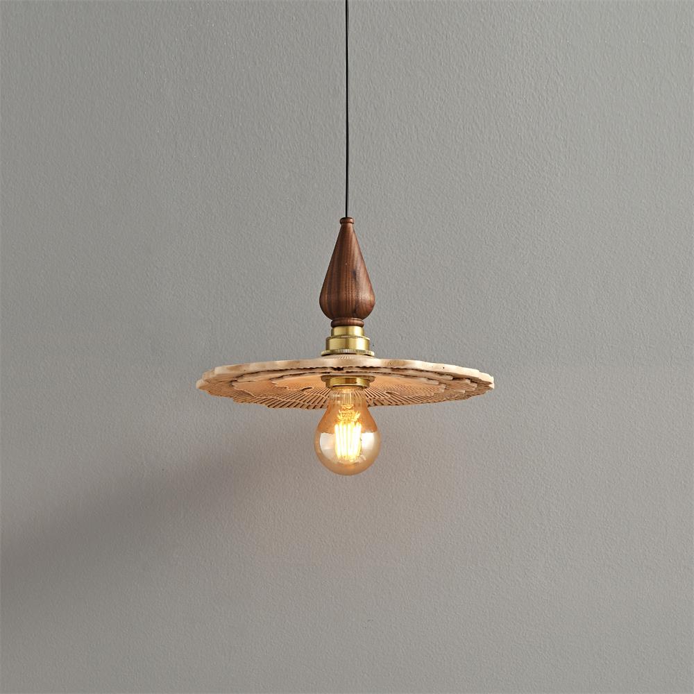 Pendant Light For Warm Ambience Three Head Walnut Wood Brass