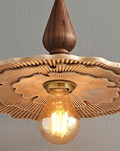 Pendant Light For Warm Ambience Three Head Walnut Wood Brass
