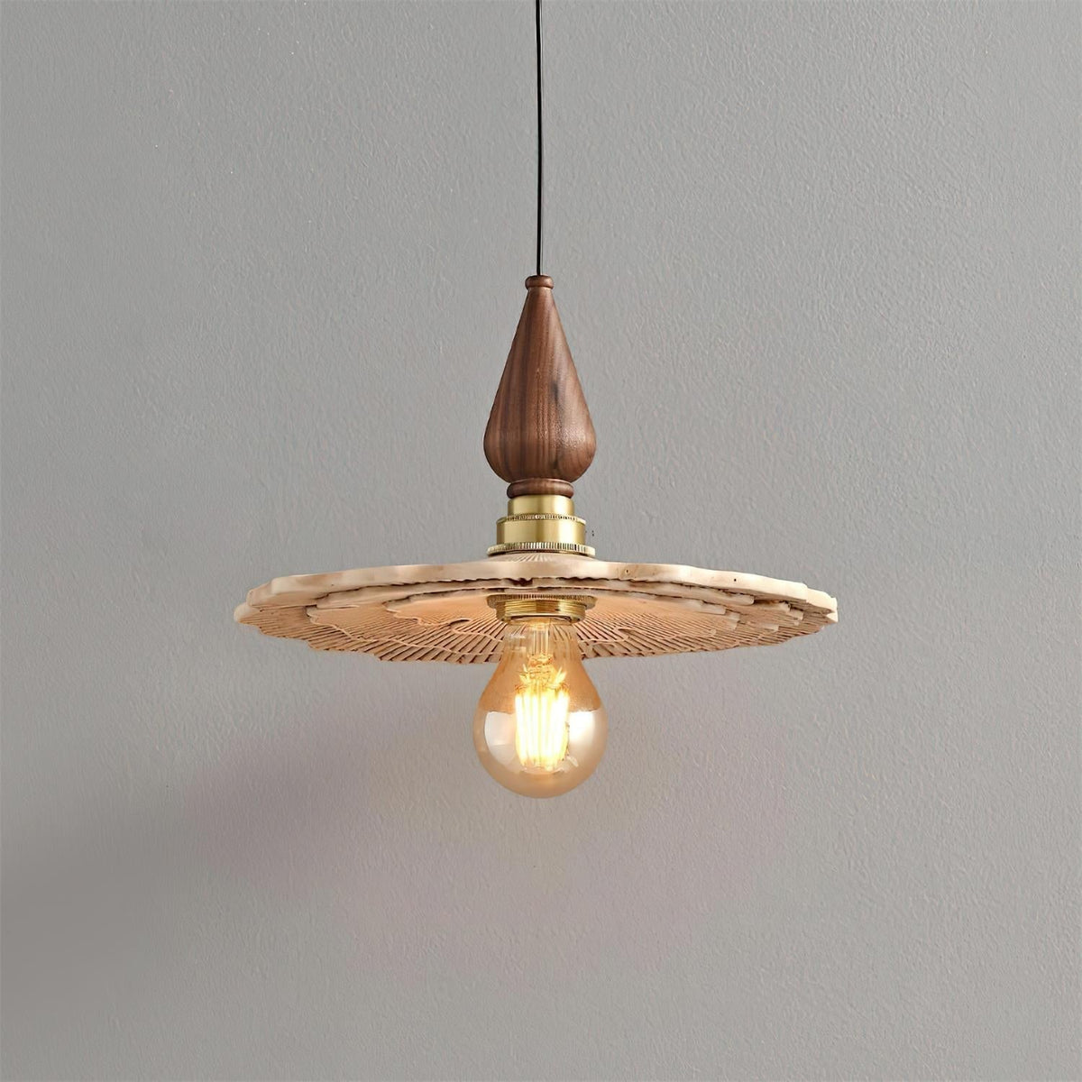 Pendant Light For Warm Ambience Three Head Walnut Wood Brass