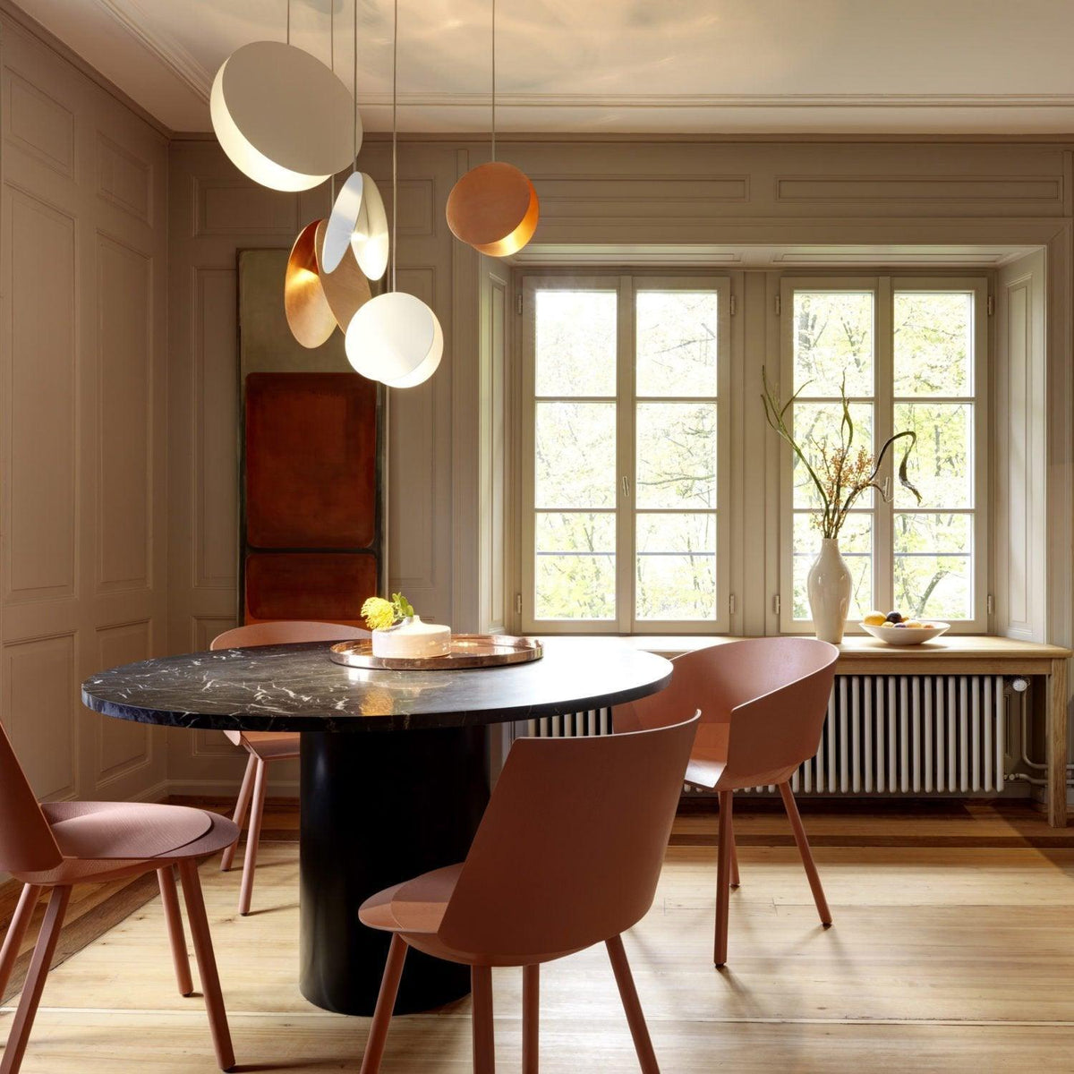 Metal Round Dimmable Pendant Light Featuring 6 Color Choices