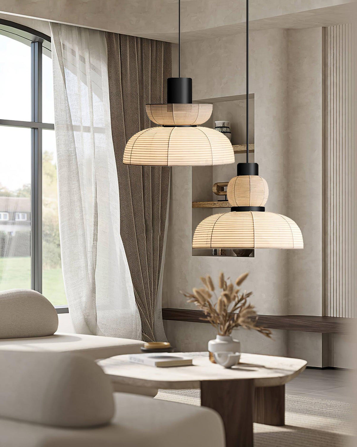 White Fabric Shade Pendant Lamp For Gentle Ambient Glow