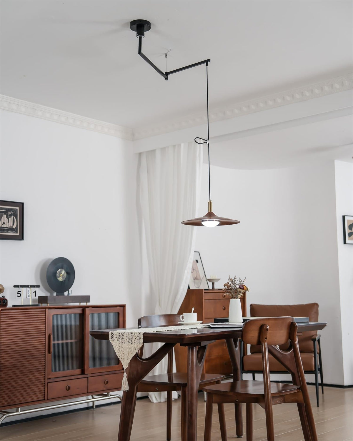 Adjustable Built-In LED Modern Swing Arm Pendant Light