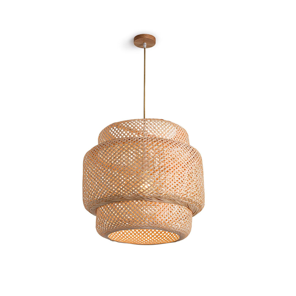 Woven Bamboo Shade Pendant Lamp With Double Layer