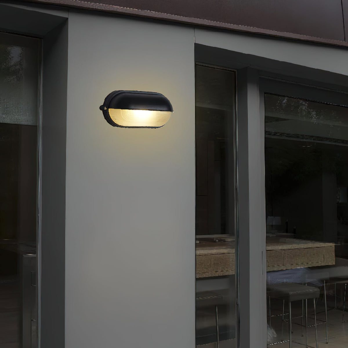 Ribbed Glass Shade Industrial Outdoor Wall Light