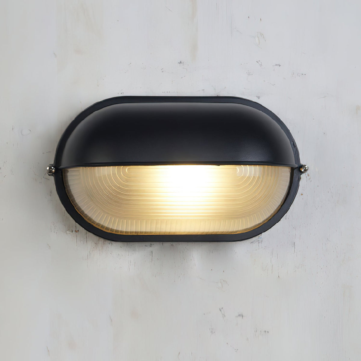 Ribbed Glass Shade Industrial Outdoor Wall Light