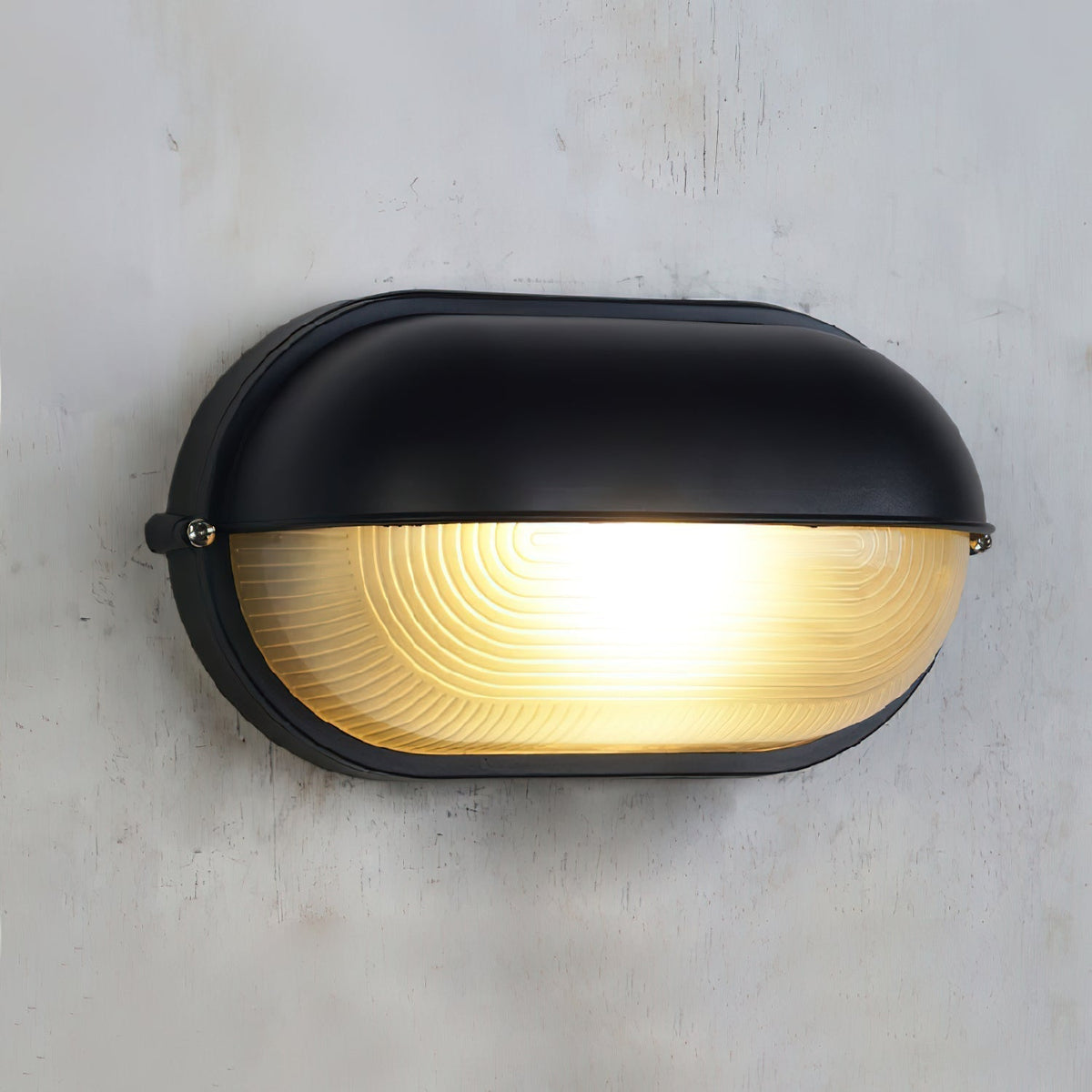 Ribbed Glass Shade Industrial Outdoor Wall Light