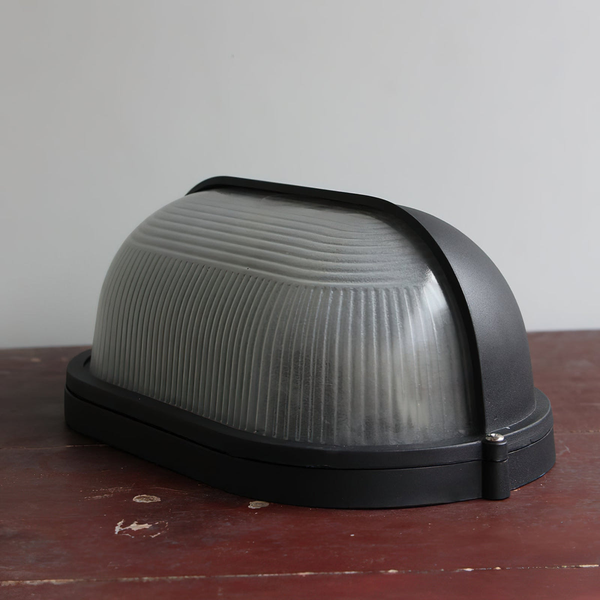Ribbed Glass Shade Industrial Outdoor Wall Light
