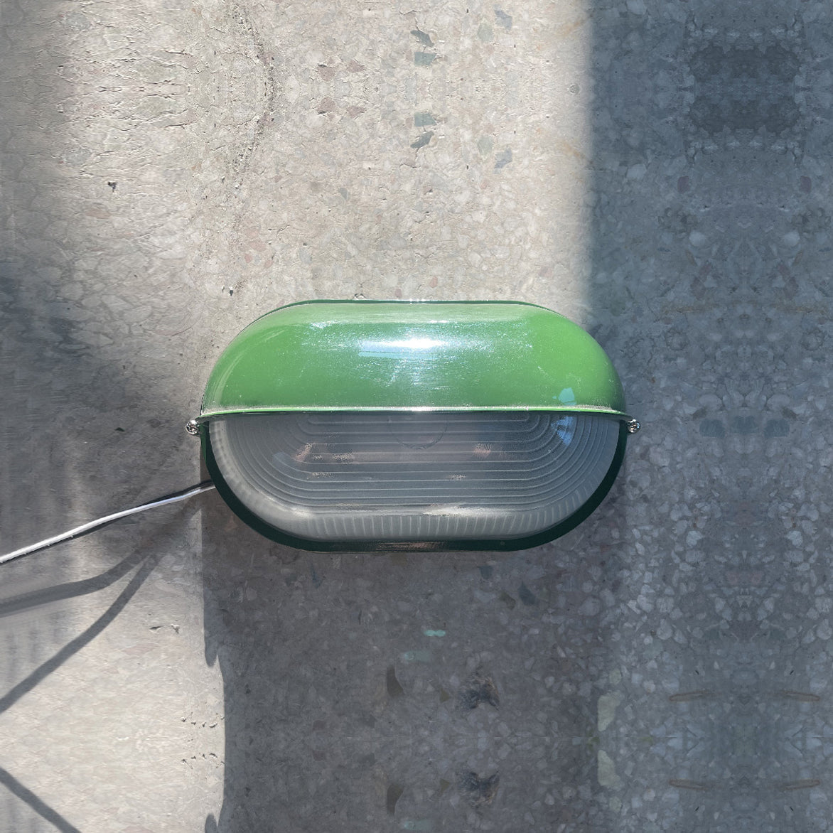 Ribbed Glass Shade Industrial Outdoor Wall Light