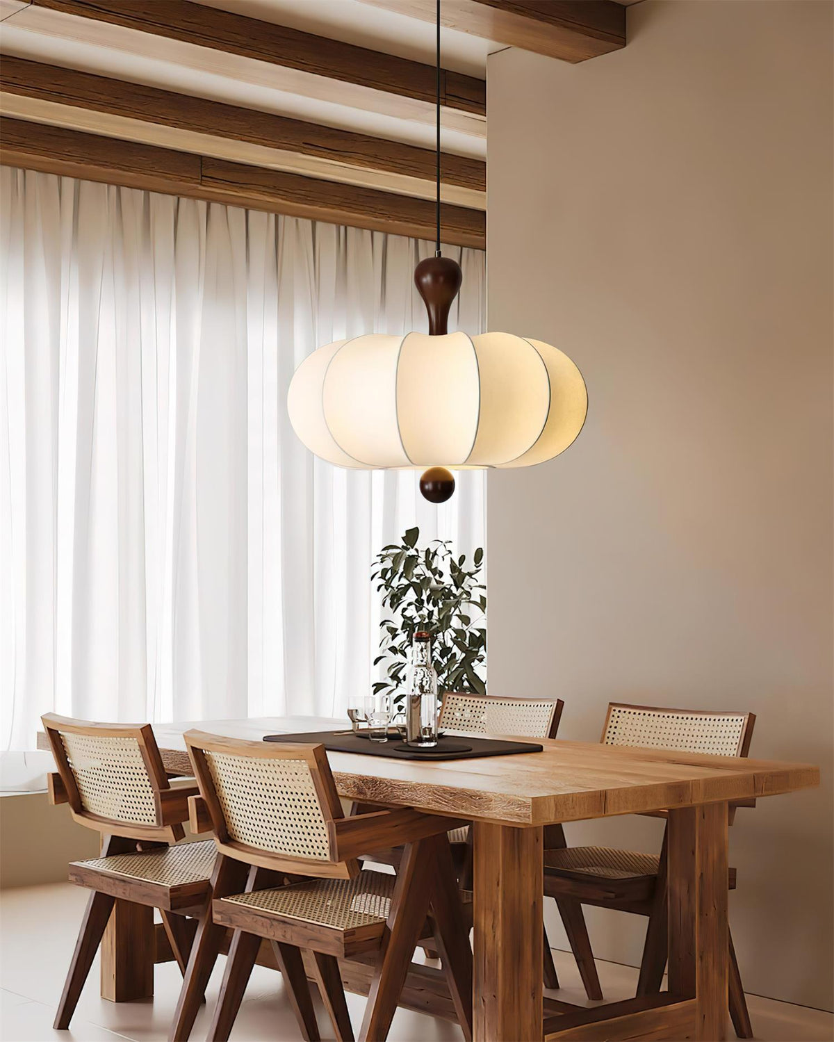 Lamp With Fabric Shade White Pendant