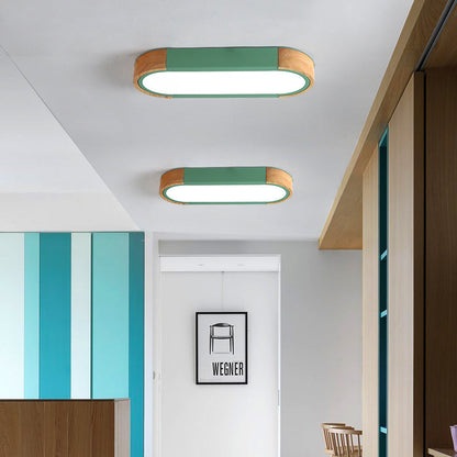 Clear Acrylic Shade Contemporary Wood Edge Ceiling Light