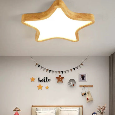 Ceiling Mount Flush Wooden Light For Bedroom And Living Room